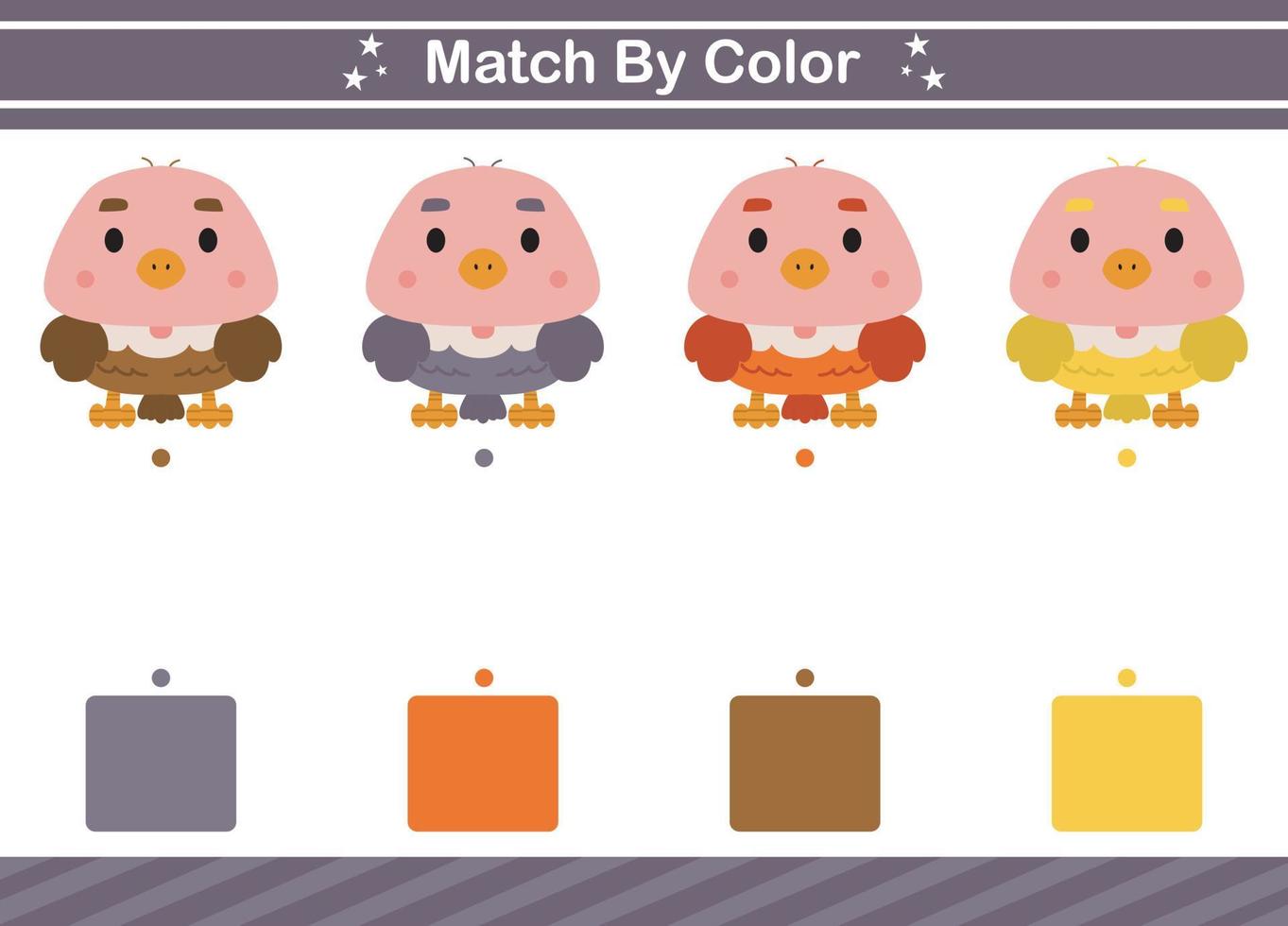 Match nach Farbe des Tierlernspiels für den Kindergarten Matching-Spiel für Kinder vektor