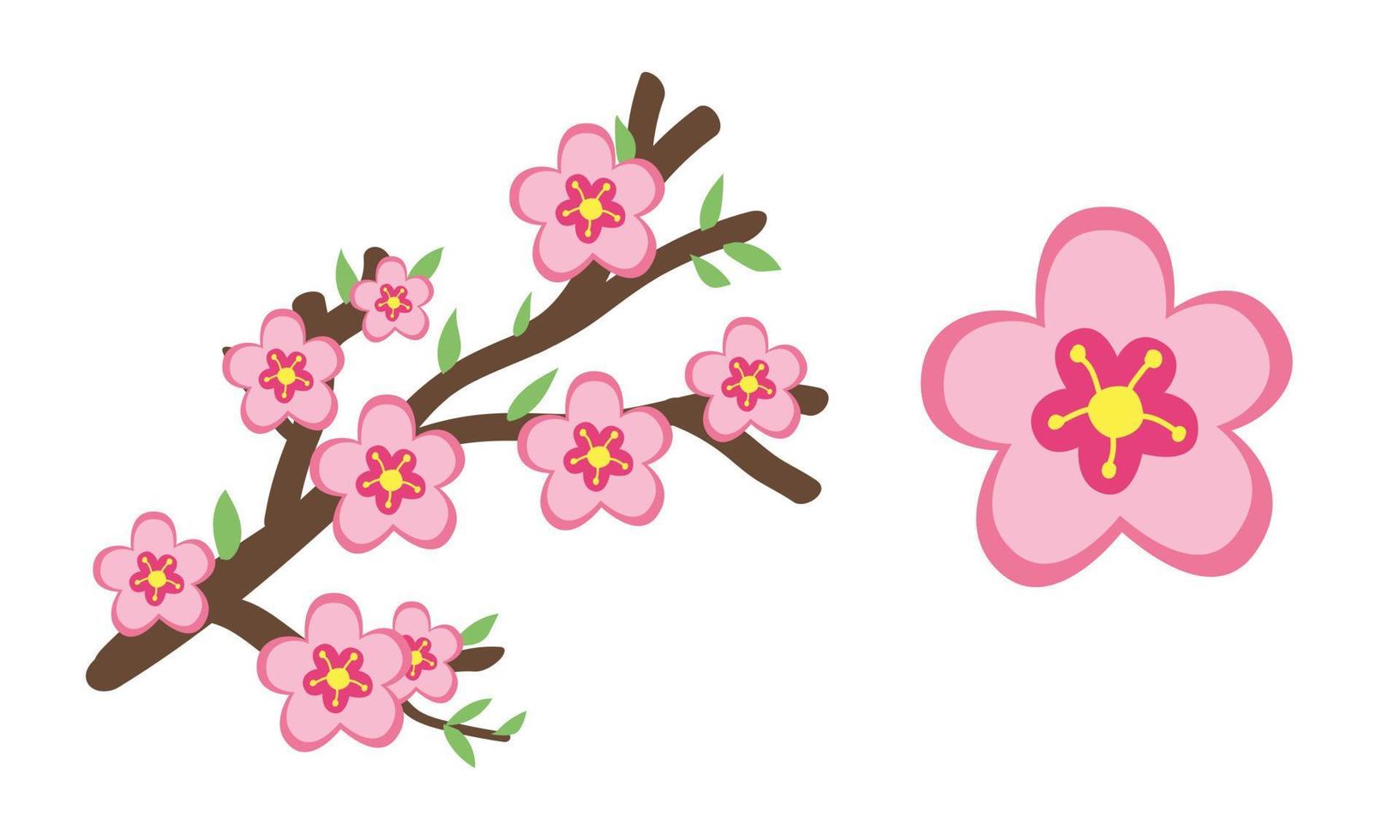 kinesisk ny år festival persika blomma ClipArt. enkel söt rosa blommor körsbär blomma platt vektor design illustration tecknad serie teckning stil. design element. asiatisk Lycklig lunar ny år begrepp