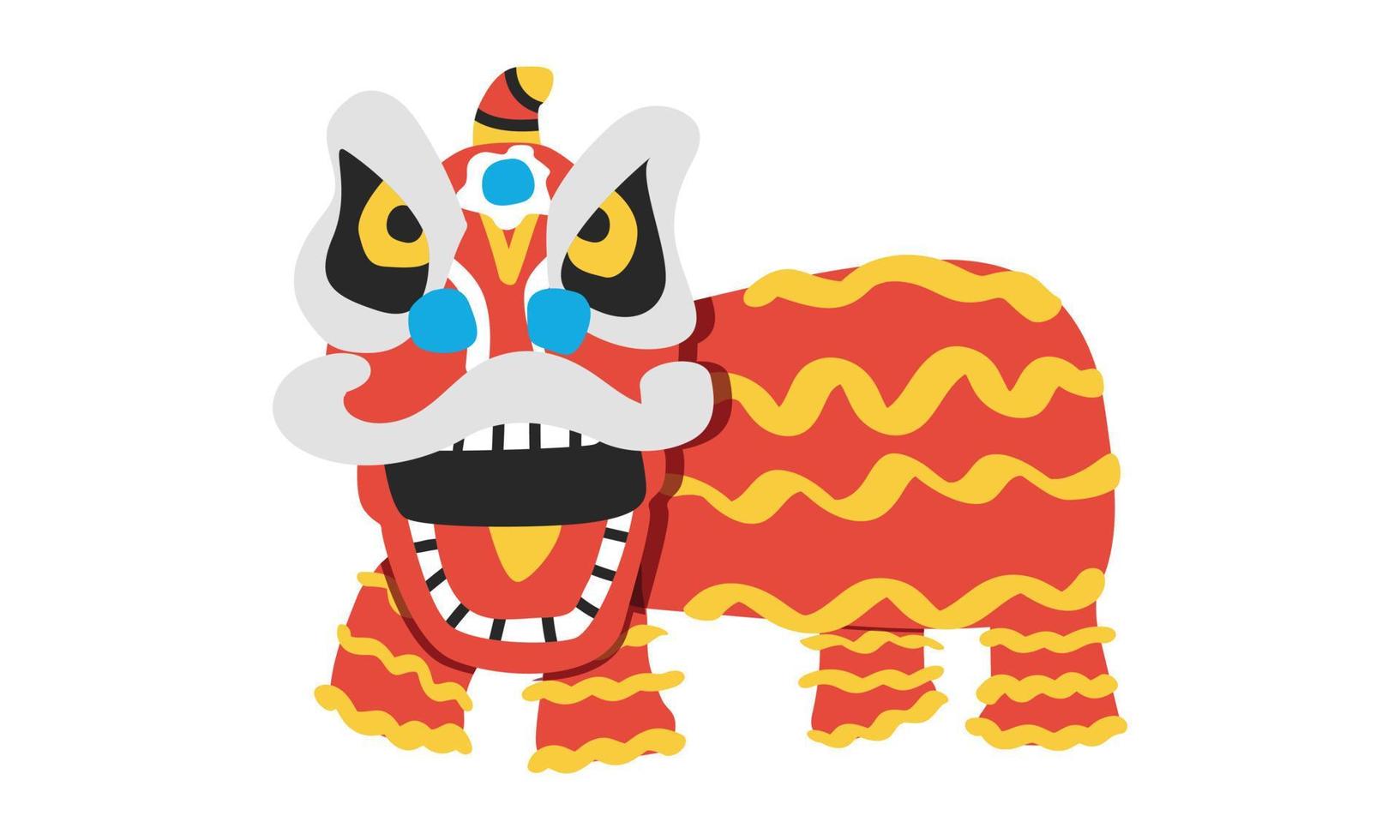 kinesisk ny år lejon dansa ClipArt. enkel illustration av utför traditionell kinesisk lejon dansa platt vektor design tecknad serie teckning stil. design element. asiatisk Lycklig lunar ny år begrepp