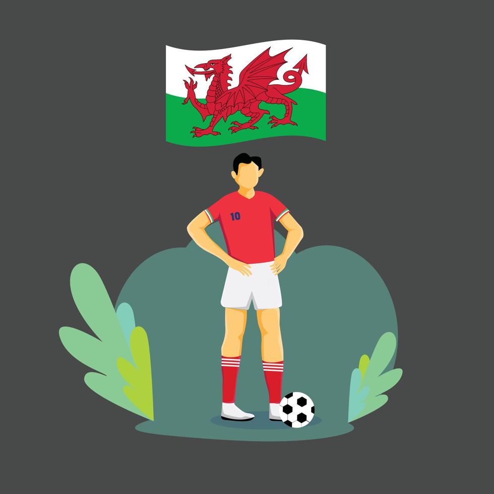 wales spelare platt begrepp karaktär design vektor