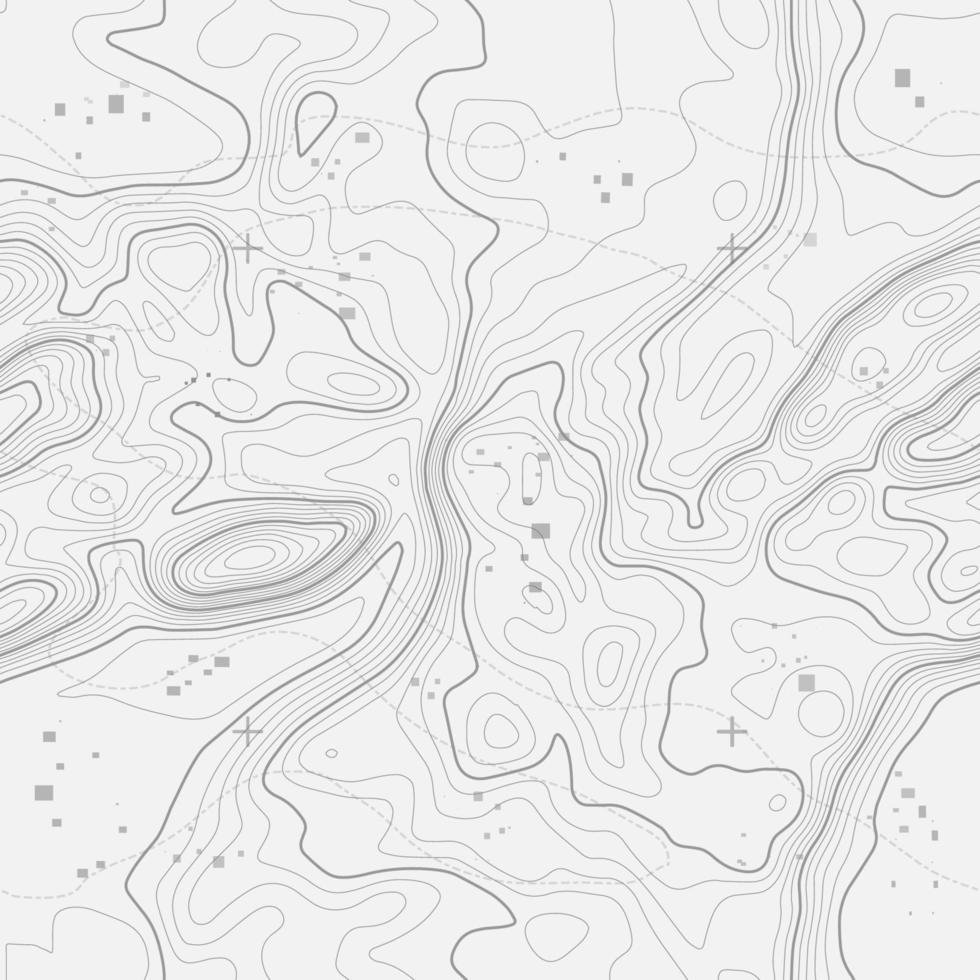 nahtloser Vektor topografischer Kartenhintergrund. Linie Topographie Karte nahtloses Muster. Kontur Hintergrund geografisches Raster. Bergwanderweg über Gelände. Nahtloses Wellenmuster.