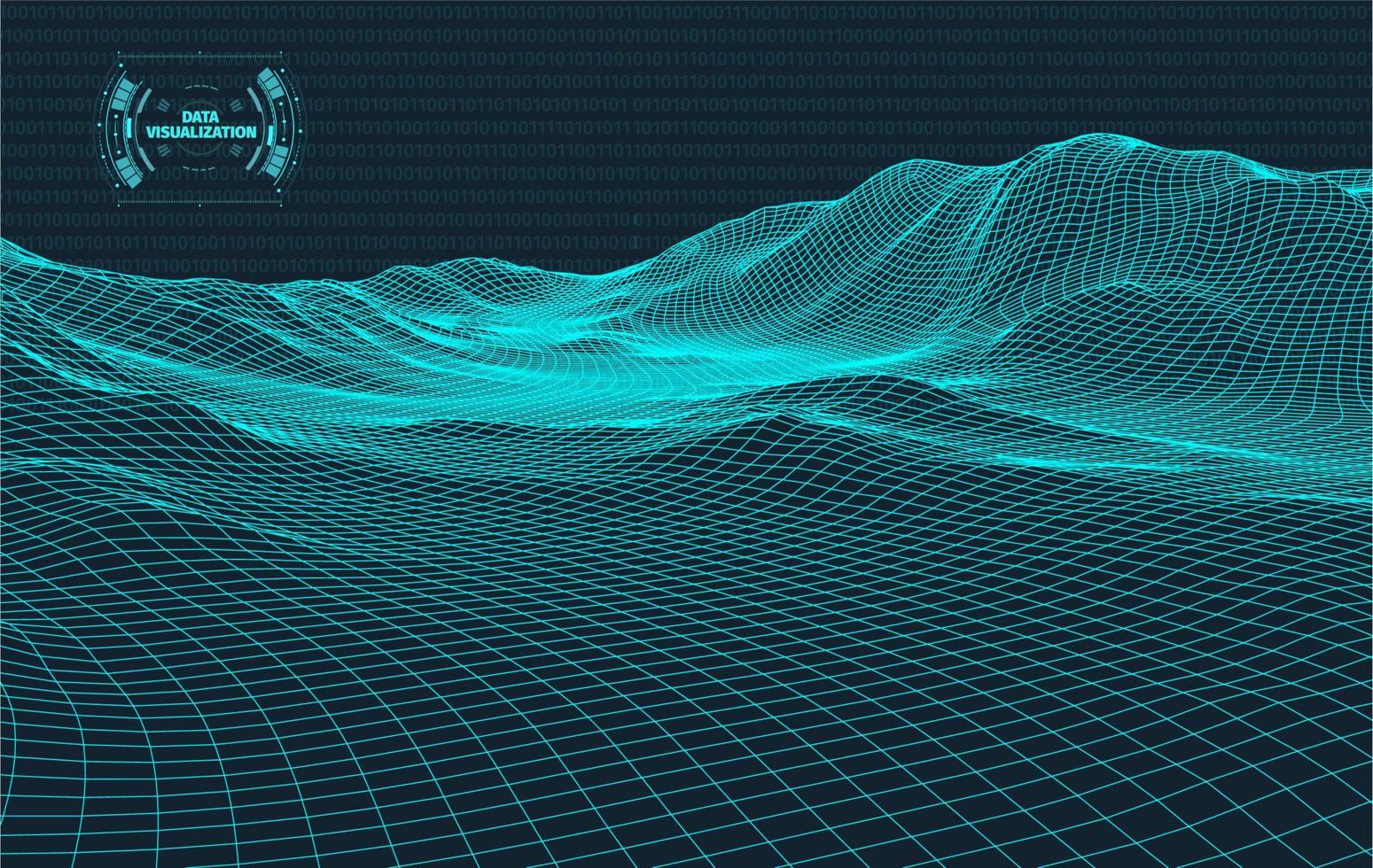 Big-Data-Visualisierung. hintergrund 3d .big data verbindung hintergrund. cyber technologie ai tech drahtnetz futuristische drahtgitterdatenvisualisierung. Vektor-Illustration. künstliche Intelligenz . vektor