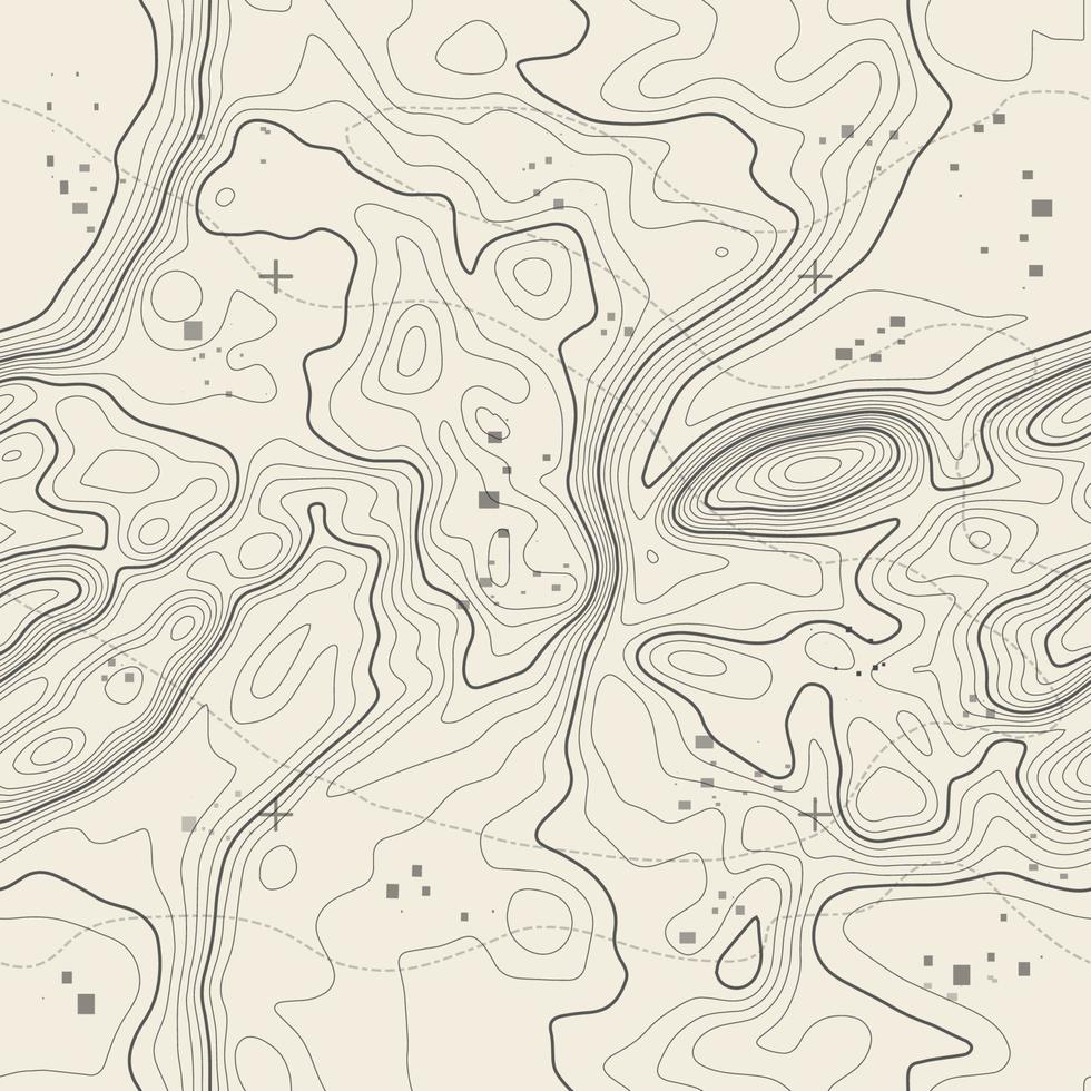 nahtloser Vektor topografischer Kartenhintergrund. Linie Topographie Karte nahtloses Muster. Kontur Hintergrund geografisches Raster. Bergwanderweg über Gelände. Nahtloses Wellenmuster.