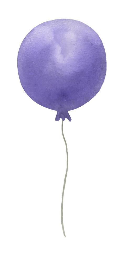 aufblasbarer fliegender Ballon, handbemalt in Aquarell. Sieh dir den violetten Ballon aus der Nähe an. Dekoration für den Urlaub vektor