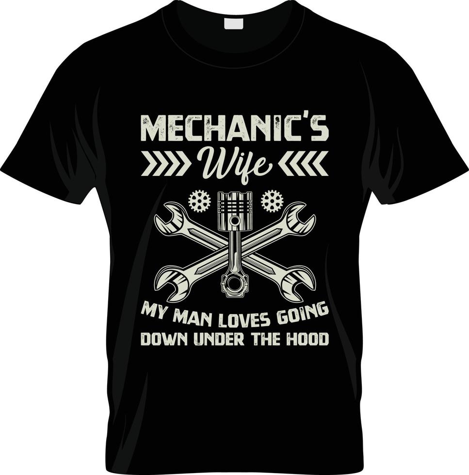 Mechaniker-T-Shirt-Design, Mechaniker-T-Shirt-Slogan und Bekleidungsdesign, Mechanikertypografie, Mechanikervektor, Mechanikerillustration vektor