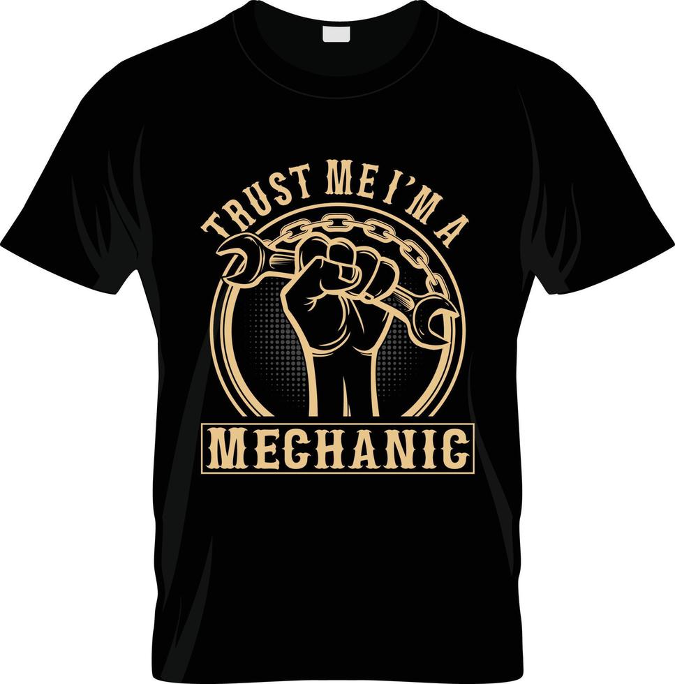 Mechaniker-T-Shirt-Design, Mechaniker-T-Shirt-Slogan und Bekleidungsdesign, Mechanikertypografie, Mechanikervektor, Mechanikerillustration vektor