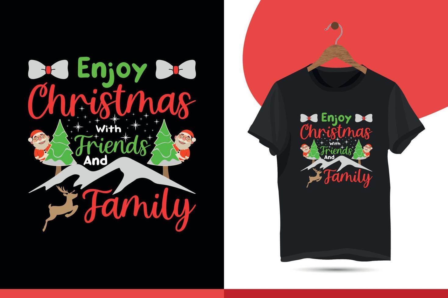 genieße weihnachten mit freunden und familie - weihnachtstypografie t-shirt design für hässliche pullover xmas party. vektor