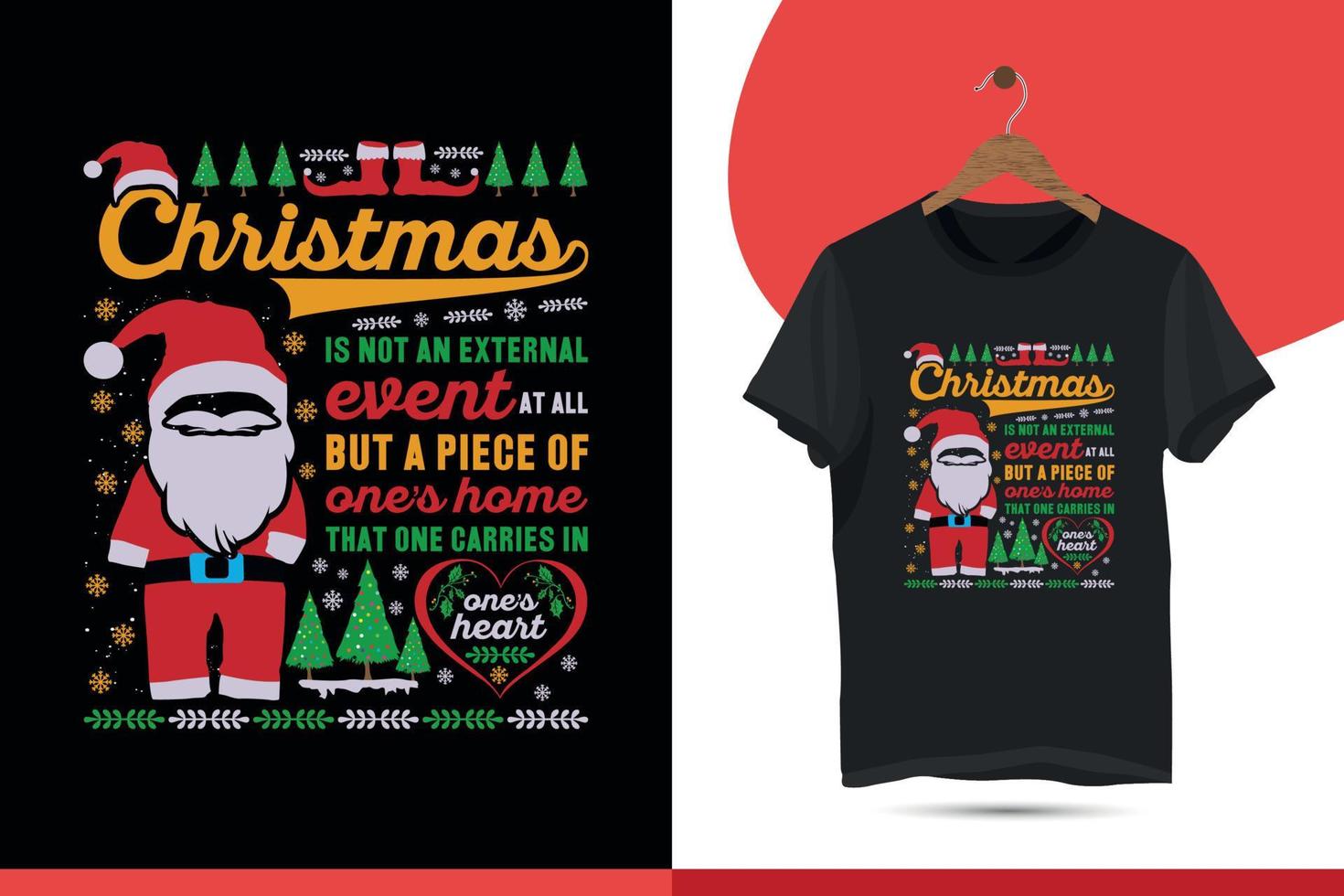 Weihnachtsmann-Weihnachtst-shirt-Design-Vektorschablone. Fröhliches Weihnachtshemd, passende Familienereignishemden, Weihnachtsferiengeschenk, Familienfest. vektor
