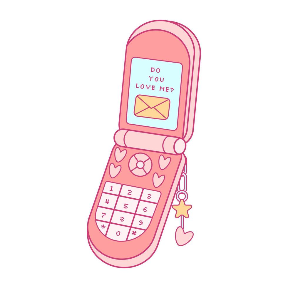 Vintage smartphone. 2000s y2k aesthetic. Pink Mobile phone. Vector 16097049  Vector Art at Vecteezy