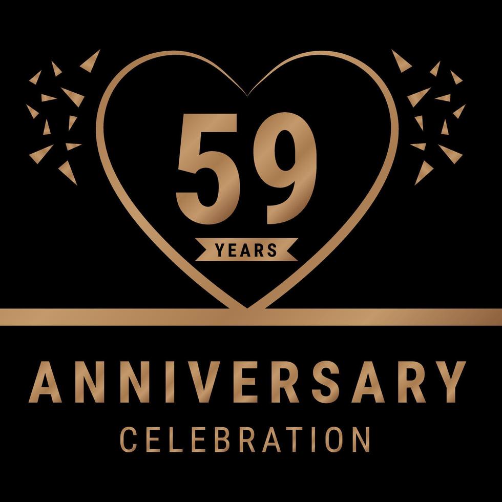 59 år årsdag firande logotyp. årsdag logotyp med gyllene Färg isolerat på svart bakgrund, vektor design för firande, inbjudan kort, och hälsning kort. eps10 vektor illustration