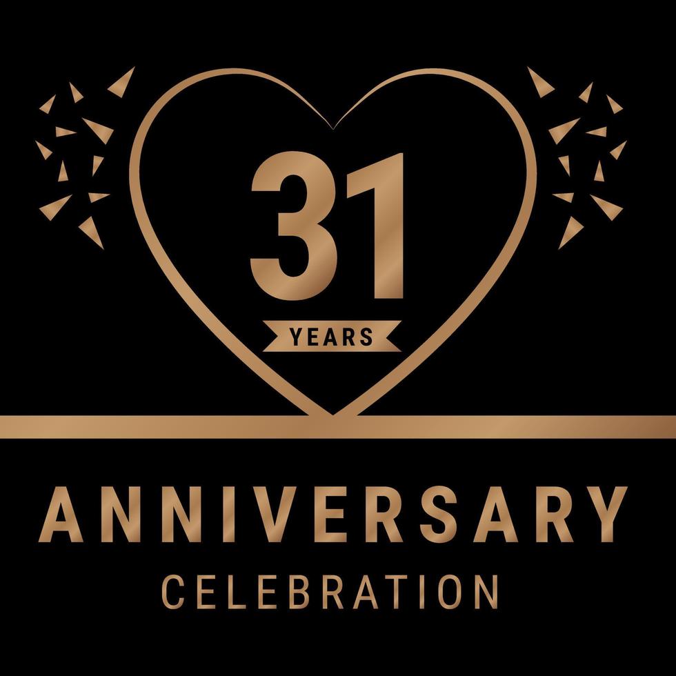 31 år årsdag firande logotyp. årsdag logotyp med gyllene Färg isolerat på svart bakgrund, vektor design för firande, inbjudan kort, och hälsning kort. eps10 vektor illustration