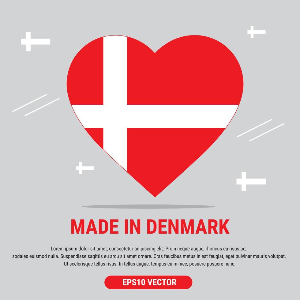 tillverkad i Danmark. vektor design av kärlek symboler. eps10 vektor illustration