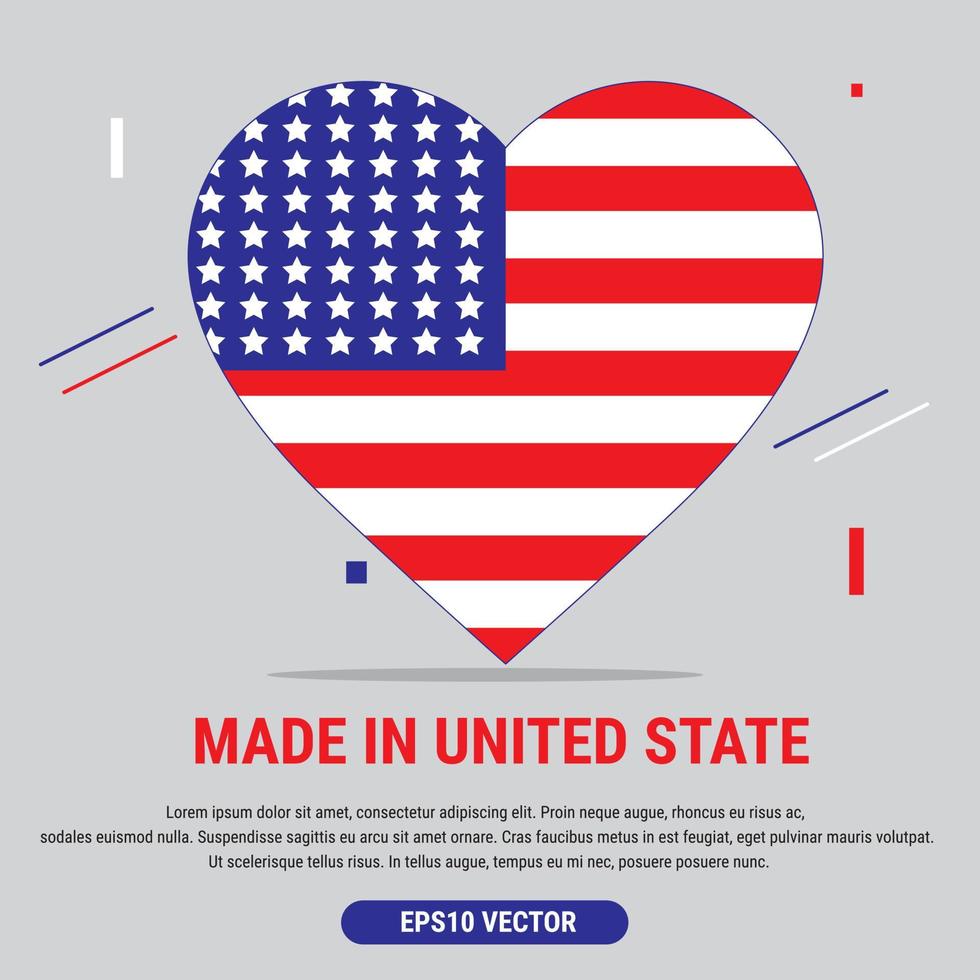 Hergestellt in den Vereinigten Staaten. Vektordesign von Liebessymbolen. eps10-Vektorillustration vektor