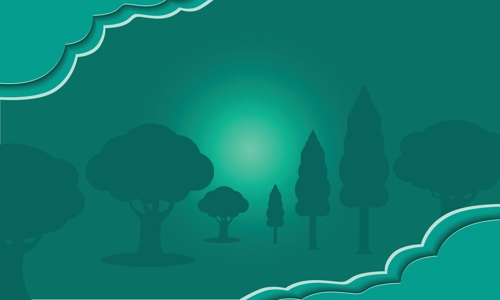 abstrakter Baum im Nachtlicht-Vektorhintergrund, grüne natürliche Illustration im Freien vektor