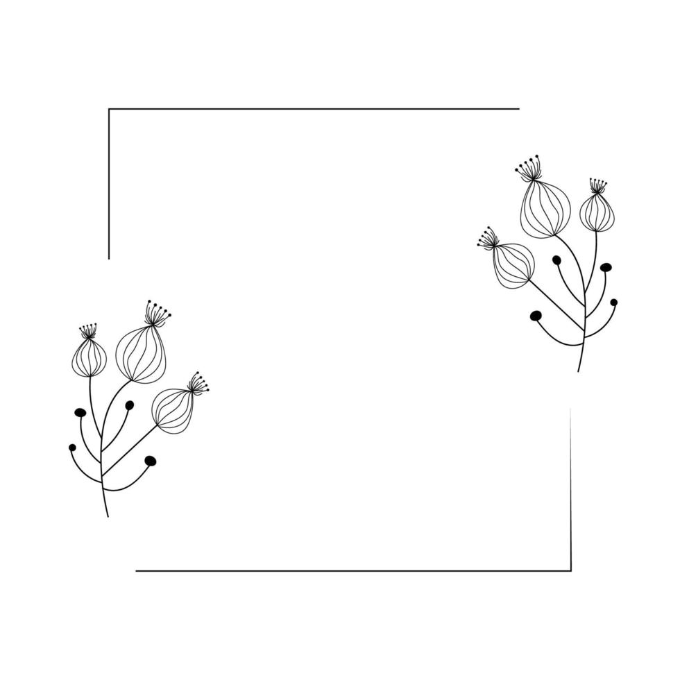 botanisk blommor ram. vektor illustration.