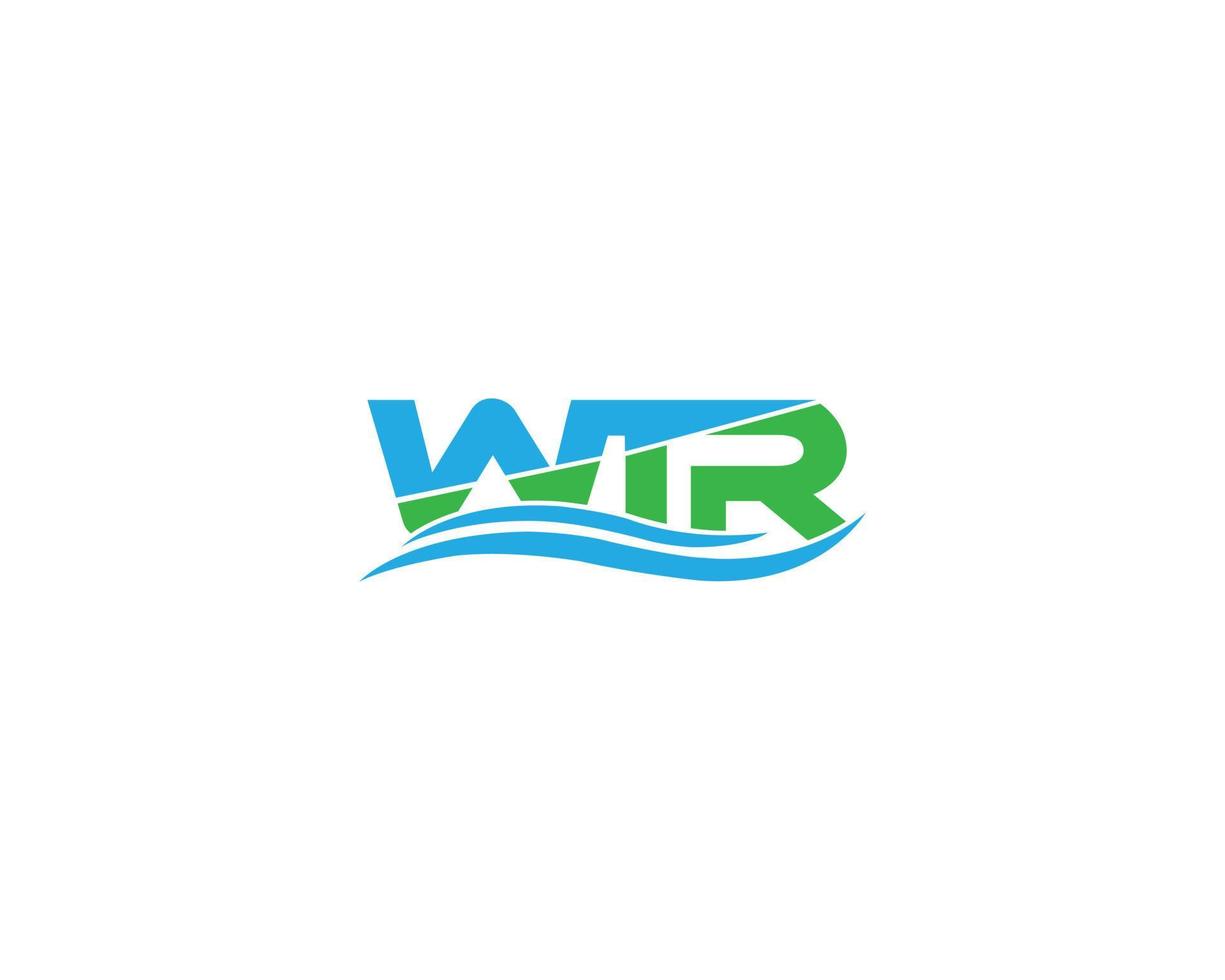 Wassersymbol wtr Brief kreatives Logo professionelles Design Konzept Vektorvorlage. vektor