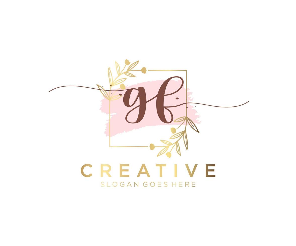 första gf feminin logotyp. användbar för natur, salong, spa, kosmetisk och skönhet logotyper. platt vektor logotyp design mall element.