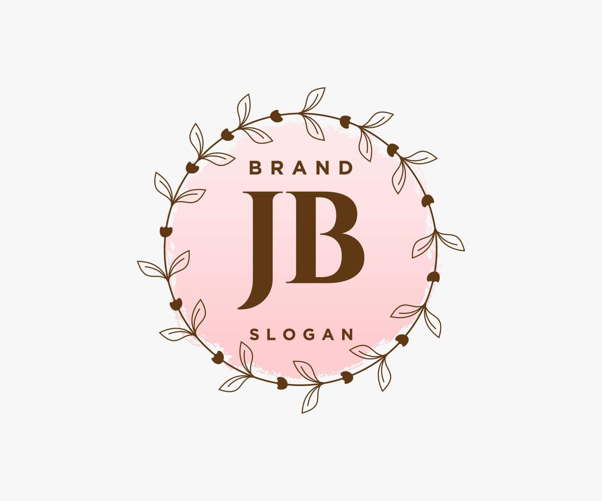 första J B feminin logotyp. användbar för natur, salong, spa, kosmetisk och skönhet logotyper. platt vektor logotyp design mall element.