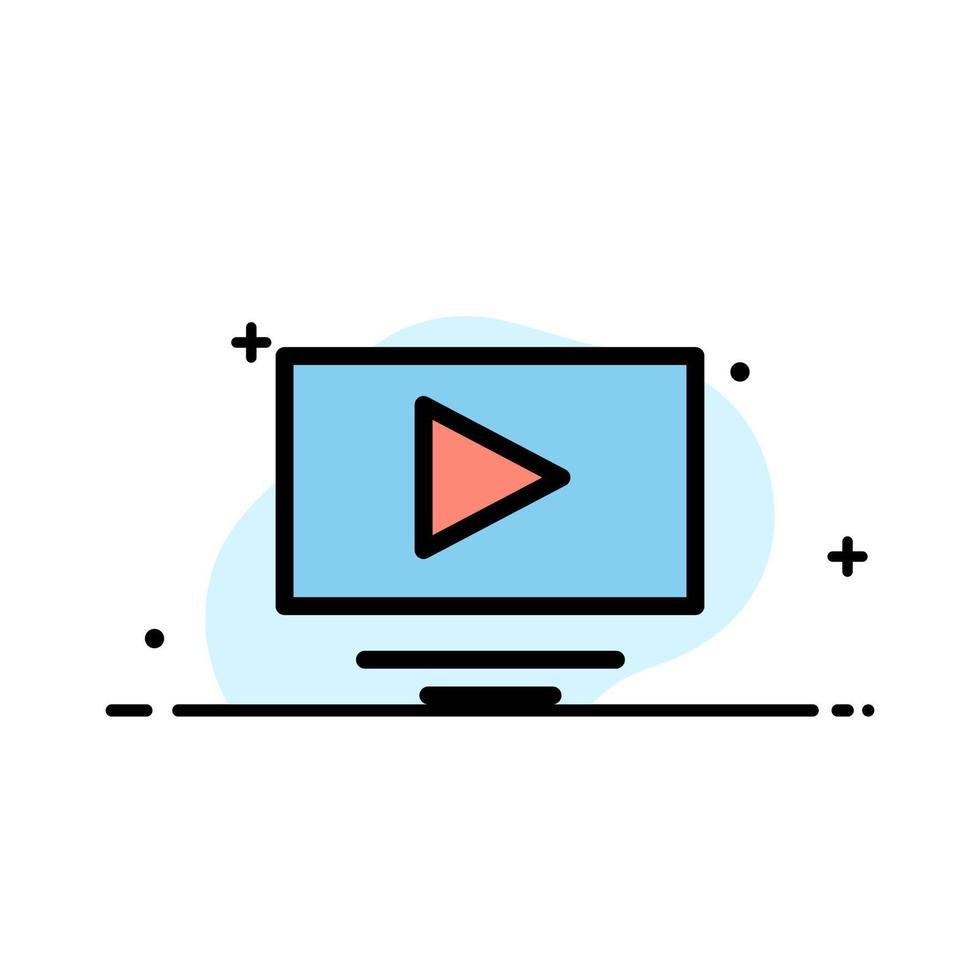 video spela Youtube företag platt linje fylld ikon vektor baner mall