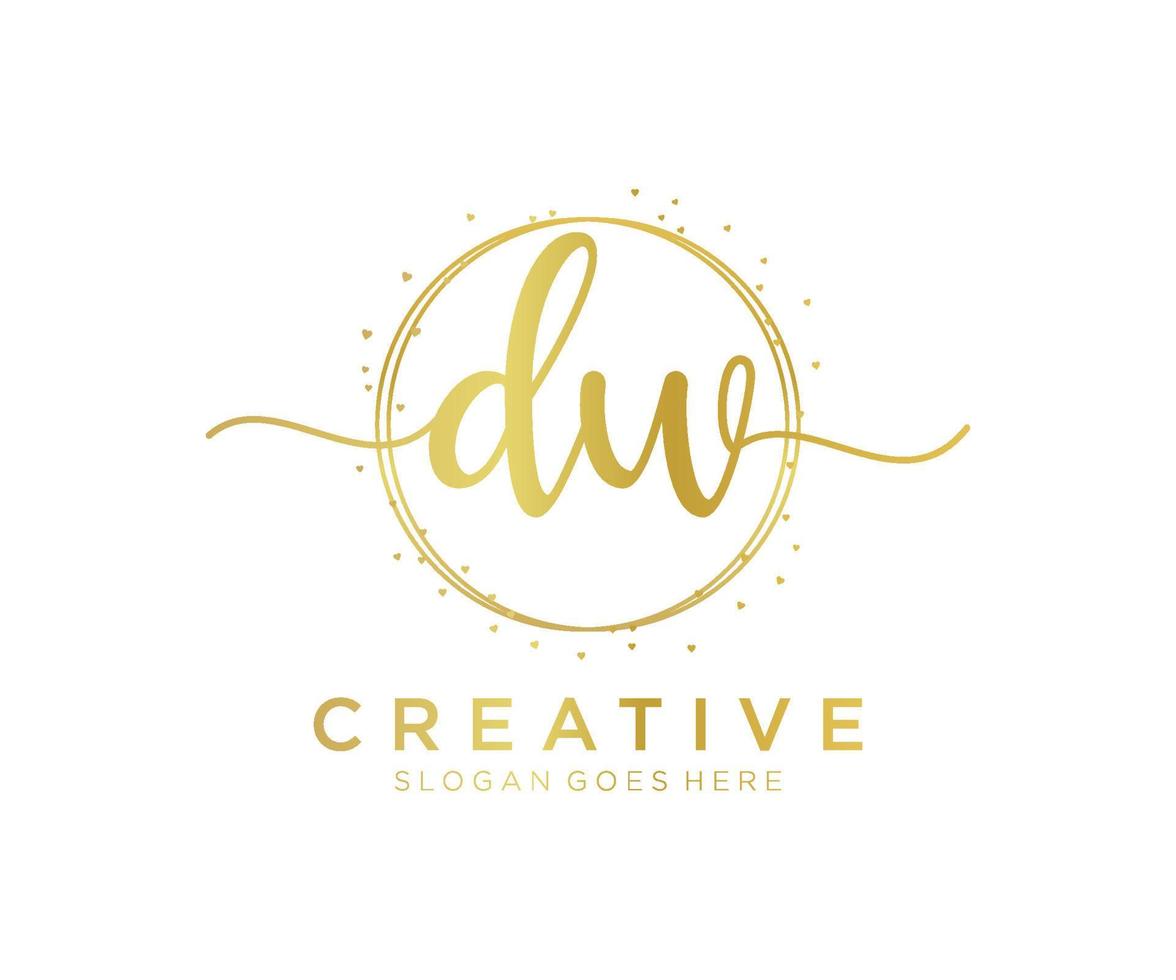 första dw feminin logotyp. användbar för natur, salong, spa, kosmetisk och skönhet logotyper. platt vektor logotyp design mall element.