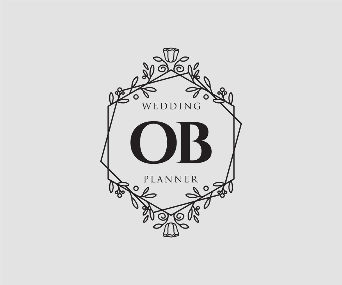 ob initialer brev bröllop monogram logotyper samling, hand dragen modern minimalistisk och blommig mallar för inbjudan kort, spara de datum, elegant identitet för restaurang, boutique, Kafé i vektor