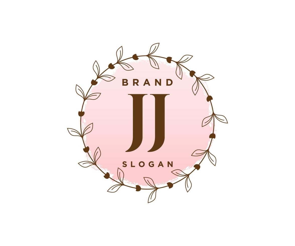 första jj feminin logotyp. användbar för natur, salong, spa, kosmetisk och skönhet logotyper. platt vektor logotyp design mall element.