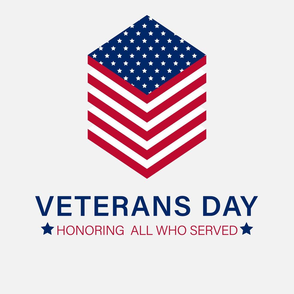 Happy Veterans Day Vorlage. amerikanische Flagge auf weißem Hintergrund vektor