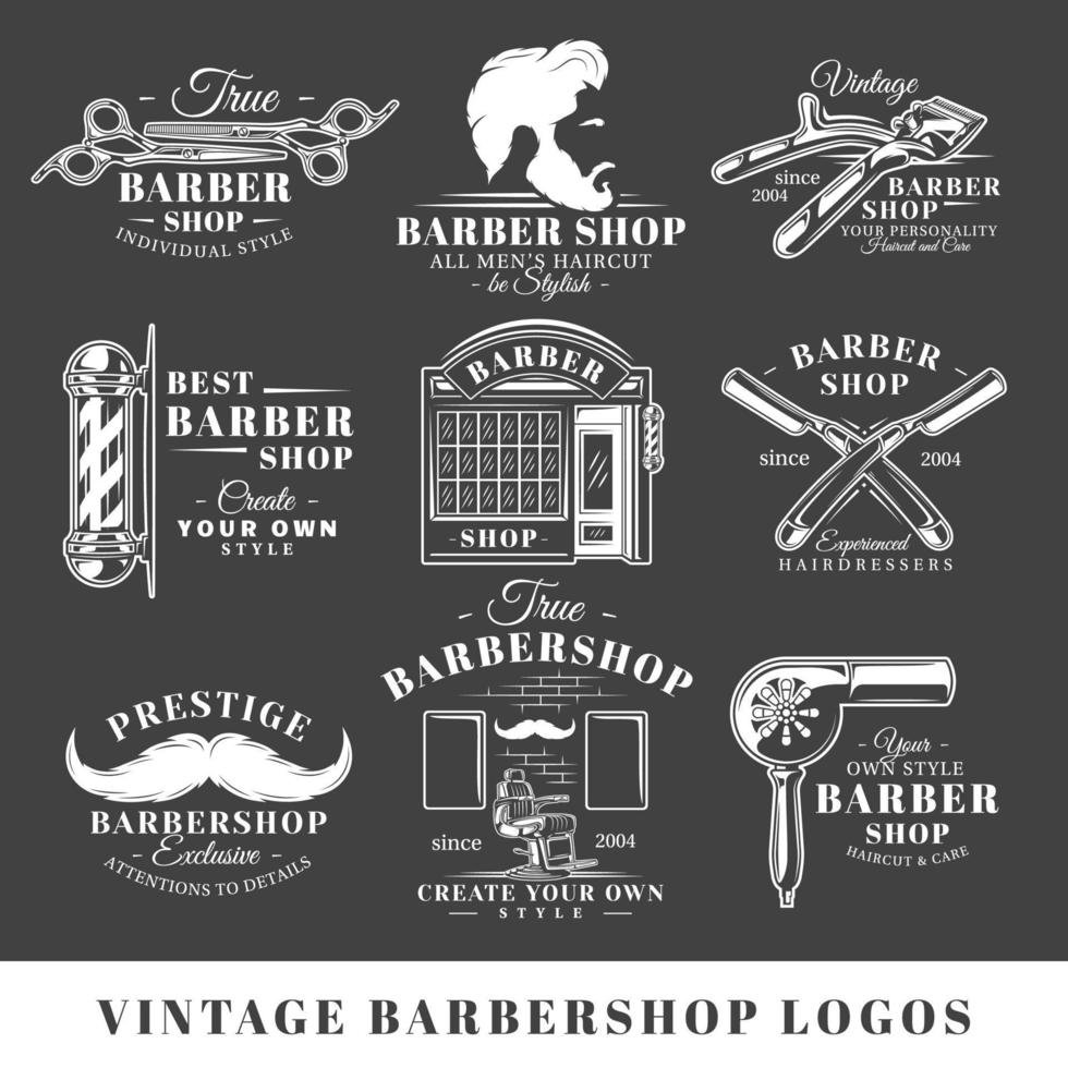 Set von Vintage-Barbershop-Etiketten vektor