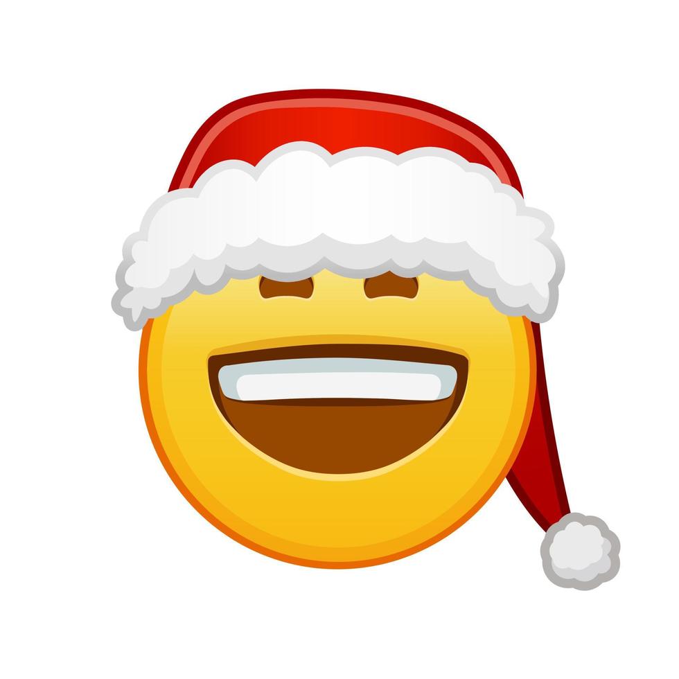 Weihnachten grinsendes Gesicht groß mit gelbem Emoji-Lächeln vektor