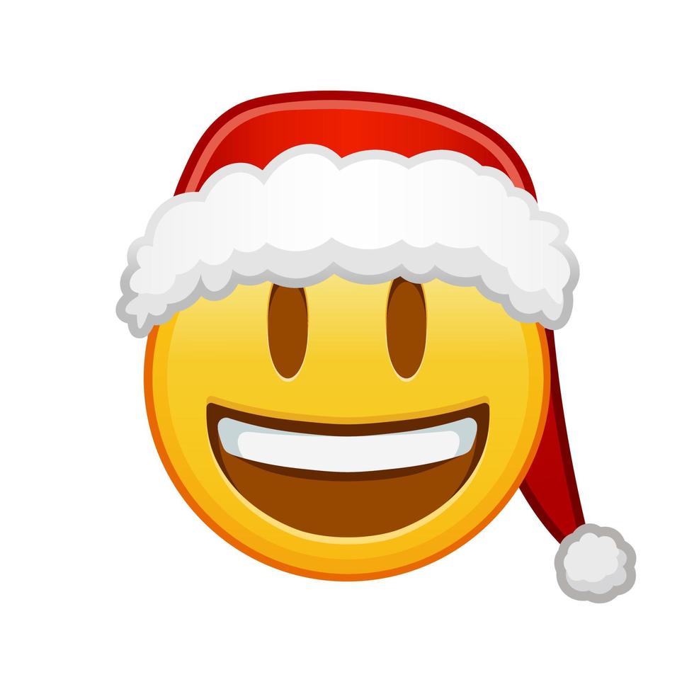 weihnachtslächelndes gesicht mit offenem mund große größe des gelben emoji-lächelns vektor