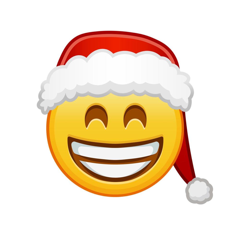 weihnachtliches grinsendes gesicht mit lachenden augen große größe des gelben emoji-lächelns vektor