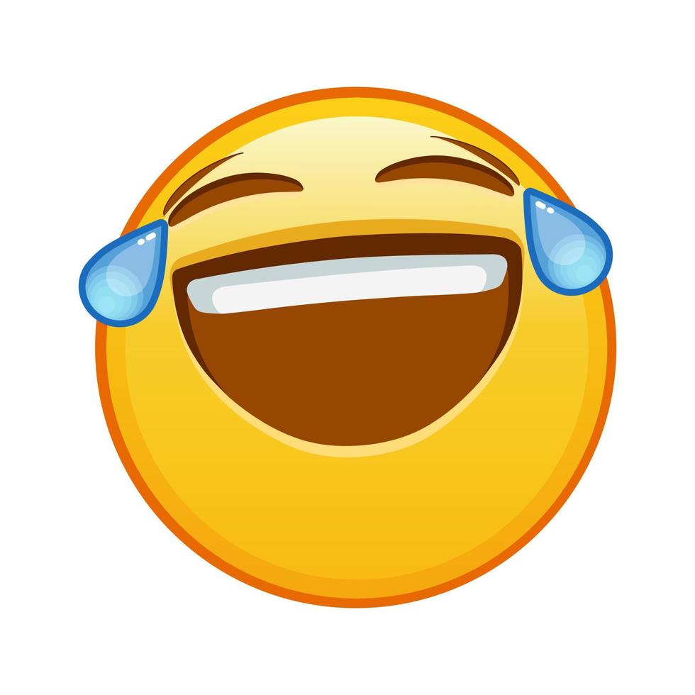 Gesicht mit Freudentränen, groß, gelbes Emoji-Lächeln vektor