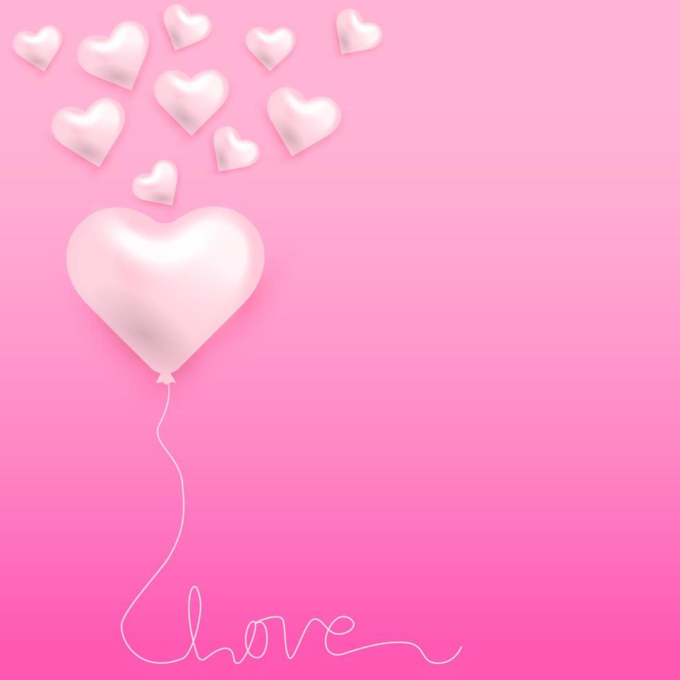 romantisk baner mall med rosa hjärtan för bröllop eller valentines dag Semester hälsningar och inbjudningar. vektor illustration