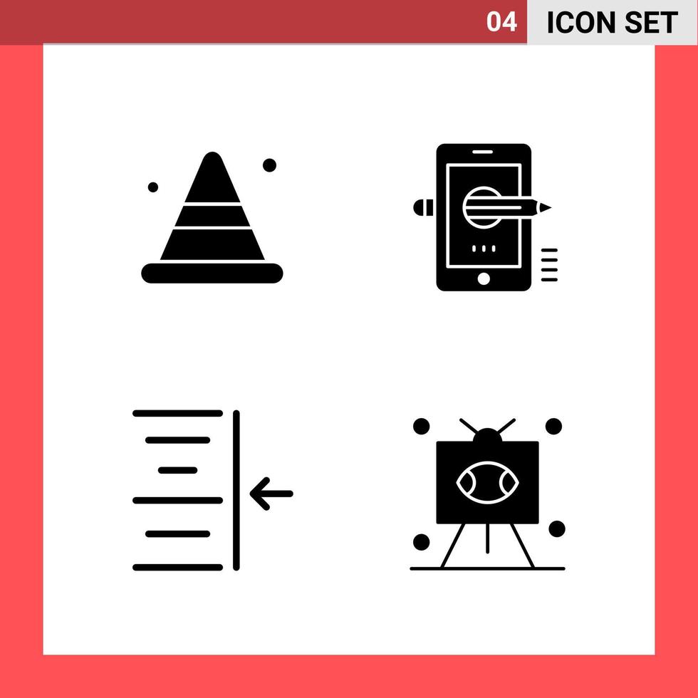 4 ikon packa fast stil glyf symboler på vit bakgrund enkel tecken för allmän design kreativ svart ikon vektor bakgrund