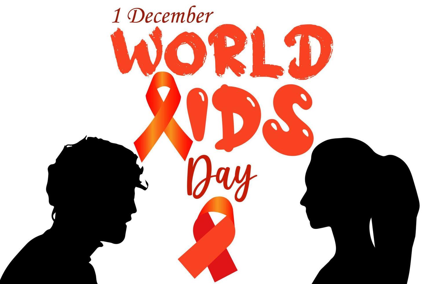 värld AIDS dag medvetenhet röd band med man och kvinnor symbolisk begrepp. växa AIDS varna i över hela världen. HIV virus baner affisch hälsning kort. 01 december vektor