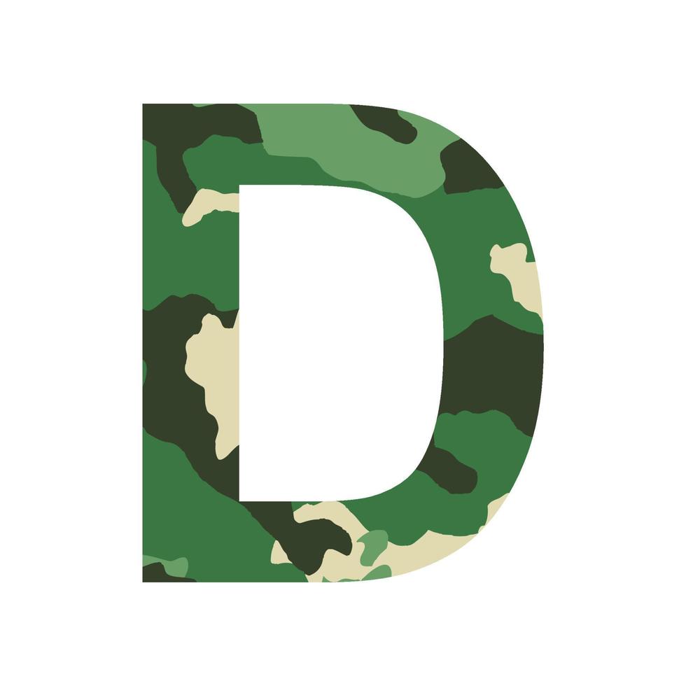 Englisches Alphabet Buchstabe d, Khaki-Stil isoliert auf weißem Hintergrund - Vektor