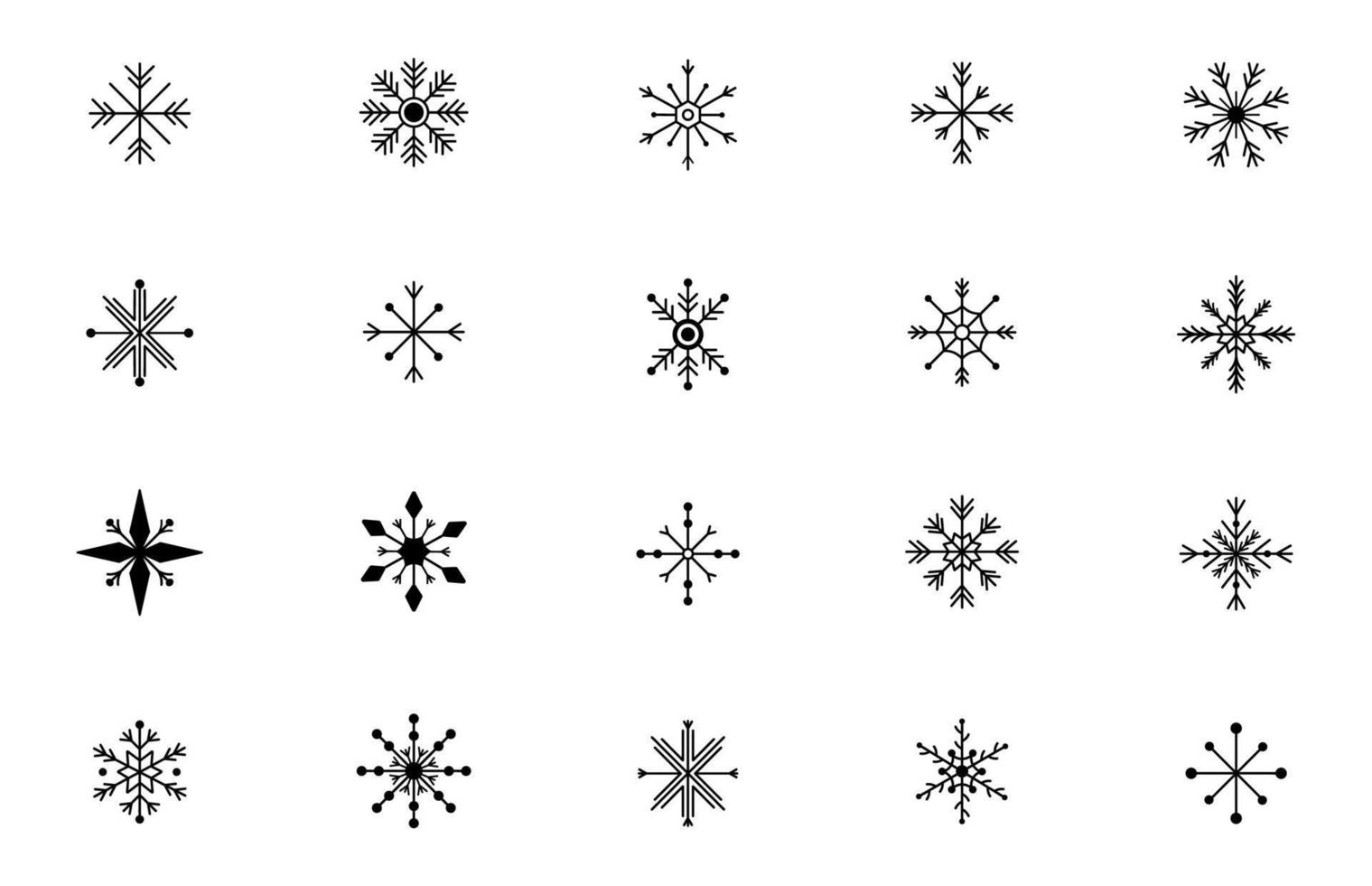 samling av snöflinga ikoner. översikt vektor snöflingor. illustration för jul, ny år, vinter- dekor