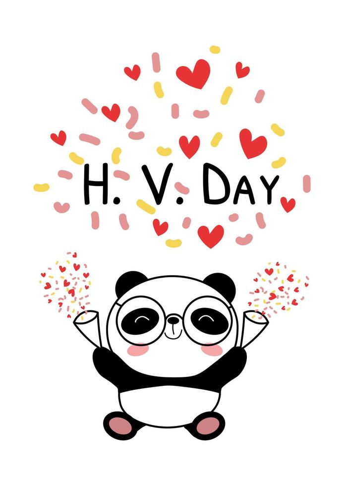 valentines dag kort med bebis panda vektor illustration