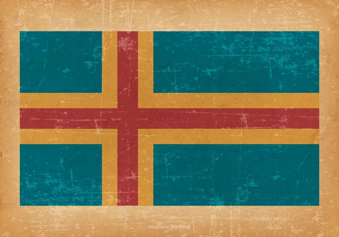 Ålands flagga på grunge bakgrund vektor