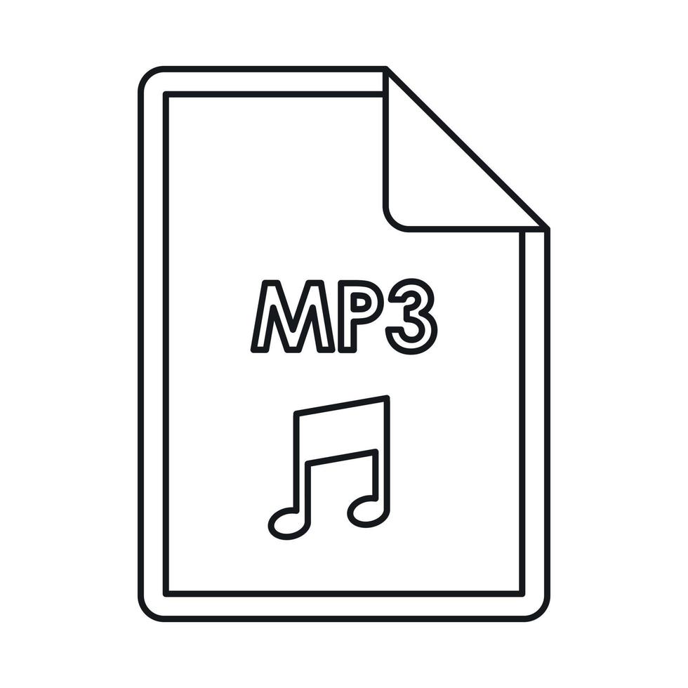 mp3-Audiodateierweiterungssymbol, Umrissstil vektor