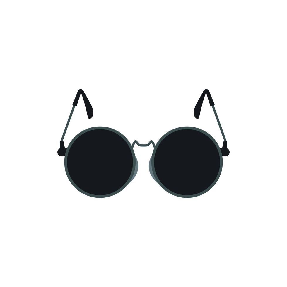Brille mit schwarzem rundem Linsensymbol, flacher Stil vektor