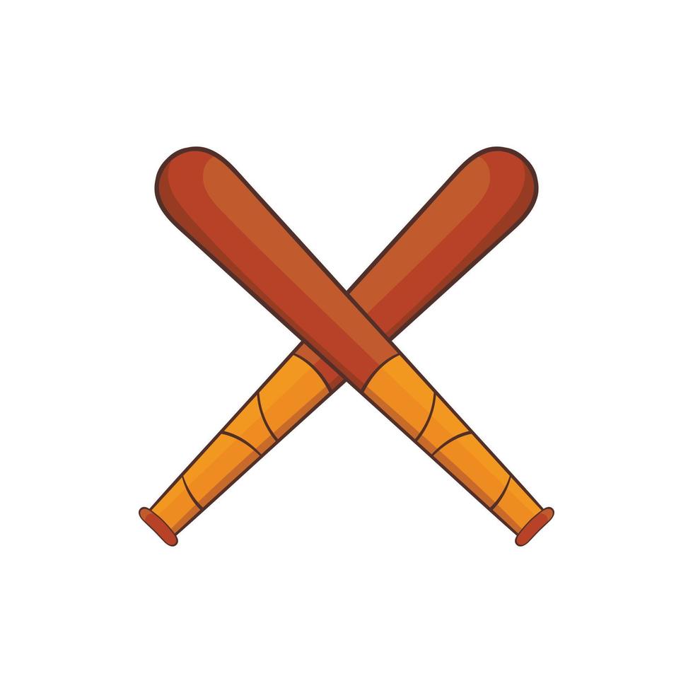 korsade baseboll fladdermöss ikon, tecknad serie stil vektor