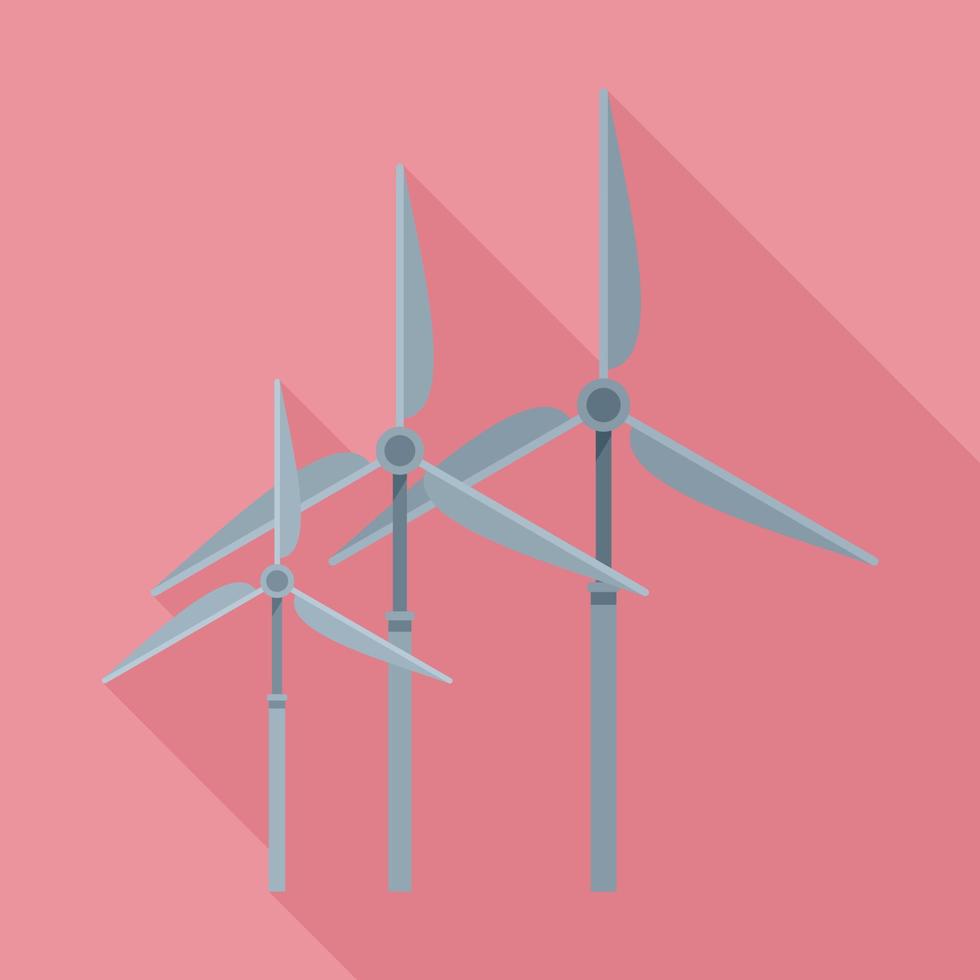 Symbol für Windkraftwerke, flacher Stil vektor