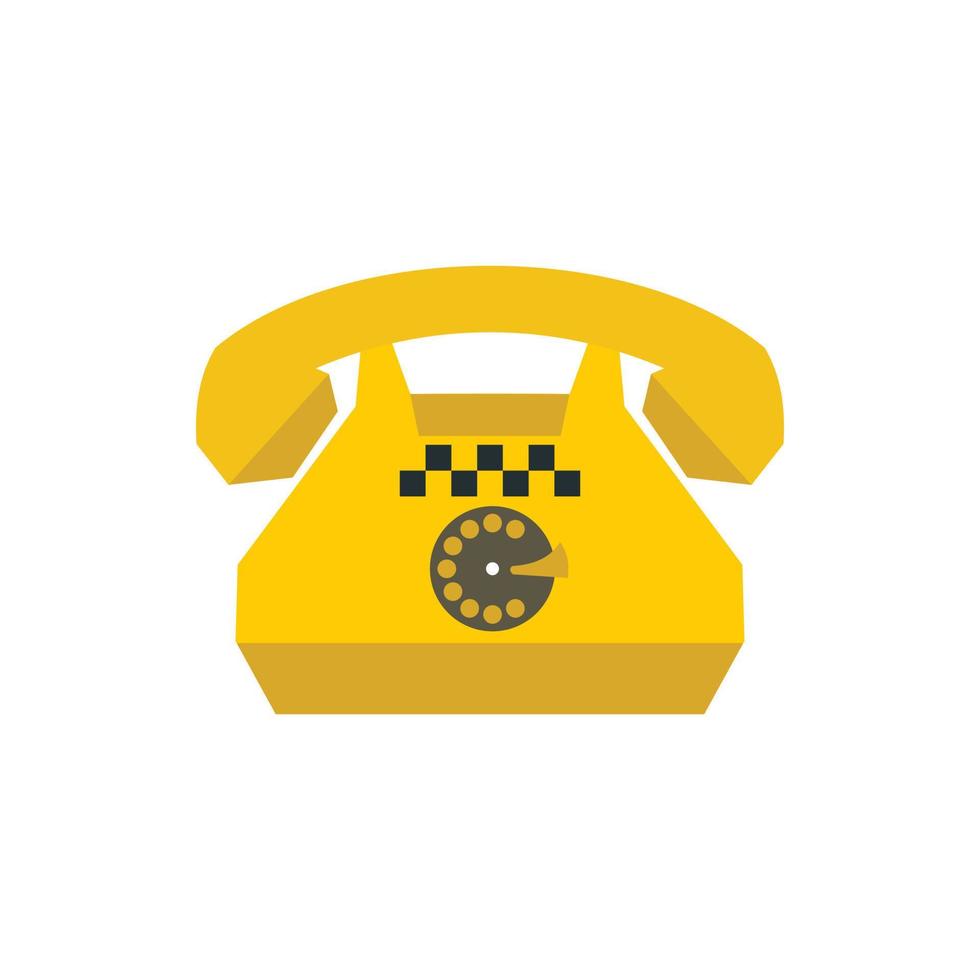 Gelbes Retro-Taxi-Telefonsymbol, flacher Stil vektor