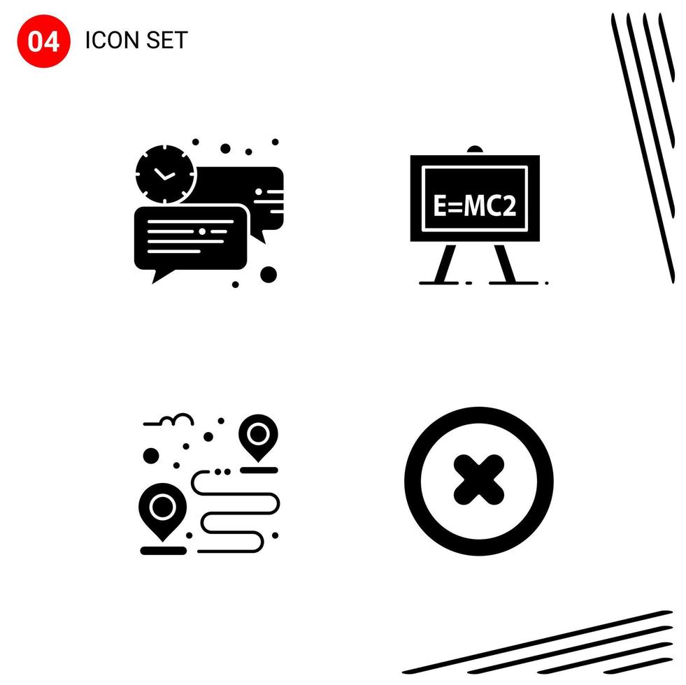 Sammlung von 4 Vektorsymbolen im soliden Stil Pixel perfekte Glyphensymbole für Web und mobile solide Symbolzeichen auf weißem Hintergrund 4 Symbole kreativer schwarzer Symbolvektorhintergrund vektor