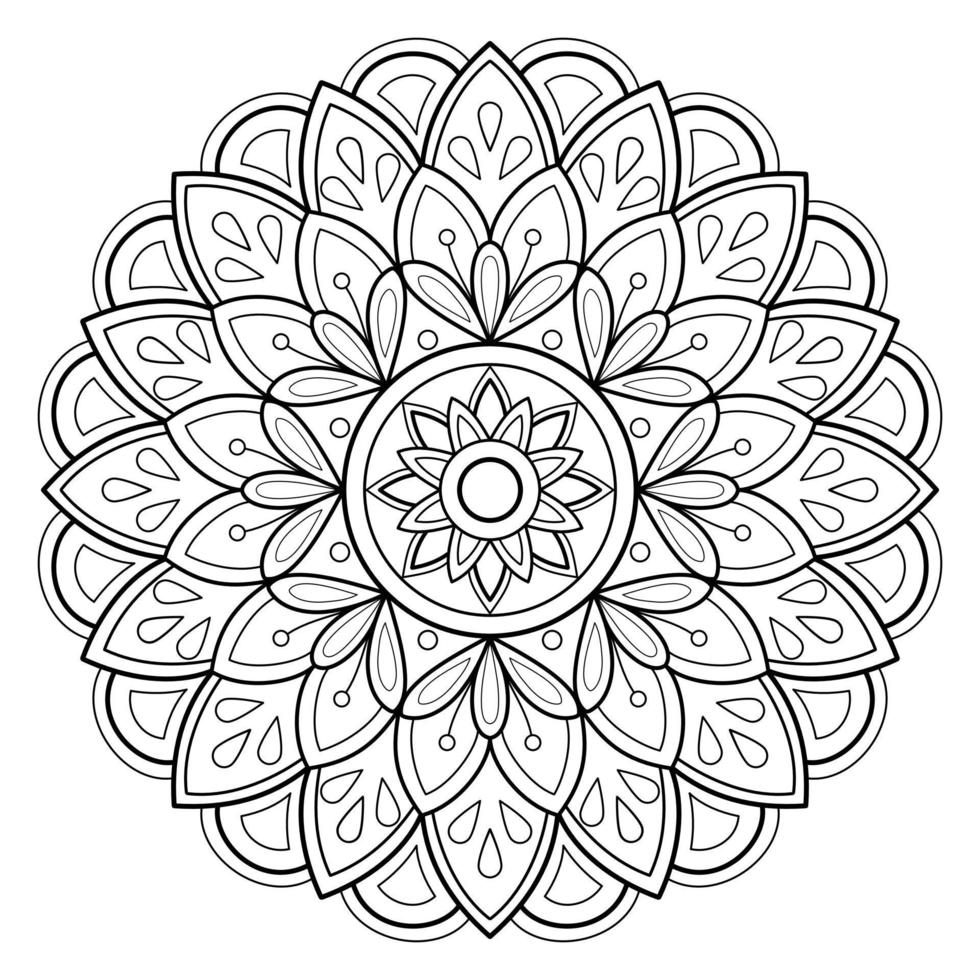 Mandala-Muster für Kunst an der Wand Malbuch Spitzenmuster Tattoo-Print-Design für eine Tapete Farbhemd und Fliesenschablone Aufkleber-Design Karten strukturierte dekorative Verzierung. auf weißem Hintergrund vektor
