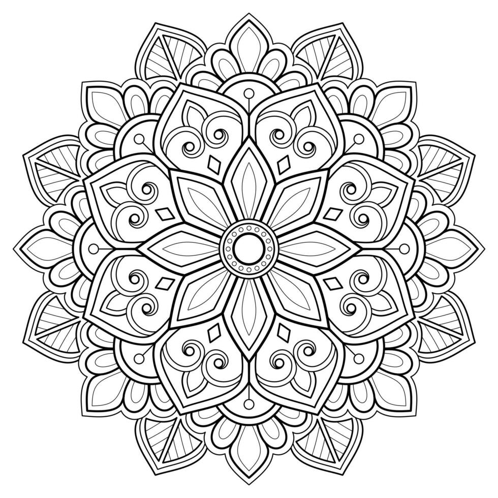 mandala mönster för konst på de vägg färg bok spets mönster tatuering skriva ut design för en tapet måla skjorta och bricka stencil klistermärke design kort texturerad dekorativ prydnad. på vit bakgrund vektor