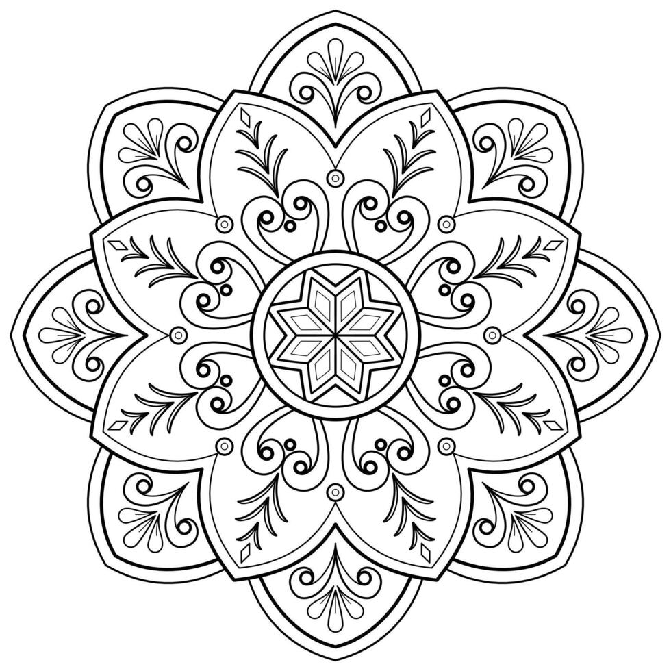 mandala mönster för konst på de vägg färg bok spets mönster tatuering skriva ut design för en tapet måla skjorta och bricka stencil klistermärke design kort texturerad dekorativ prydnad. på vit bakgrund vektor