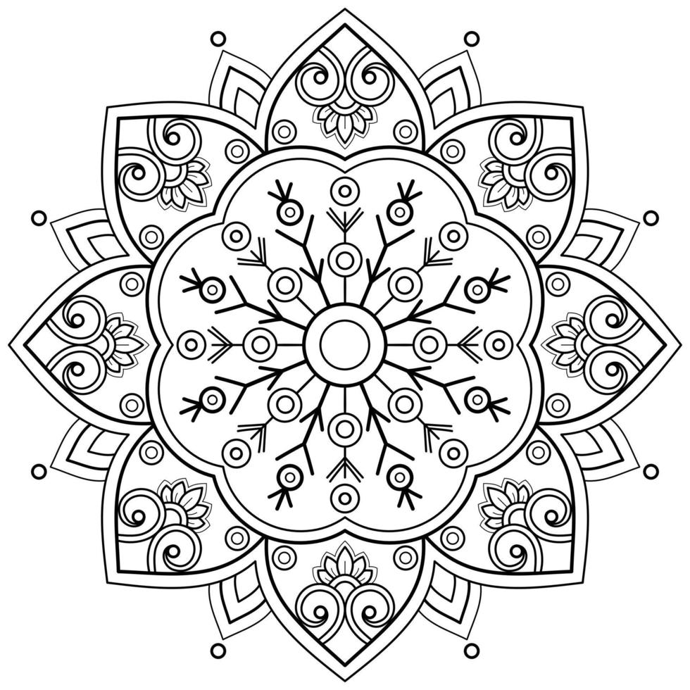 mandala mönster för konst på de vägg färg bok spets mönster tatuering skriva ut design för en tapet måla skjorta och bricka stencil klistermärke design kort texturerad dekorativ prydnad. på vit bakgrund vektor
