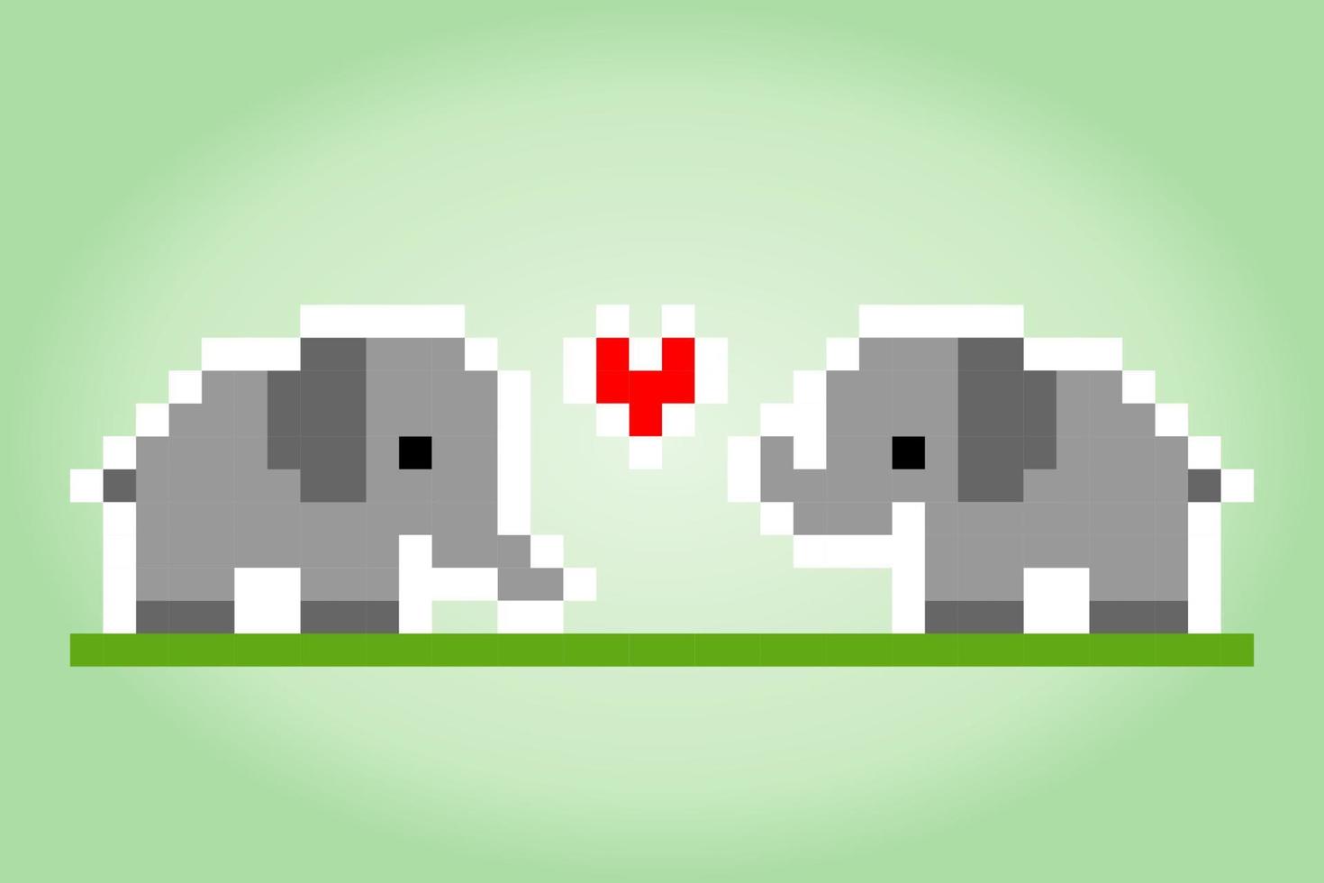 8-Bit-Pixel-Elefant. Tiere für Spiel-Assets in Vektorgrafiken. vektor